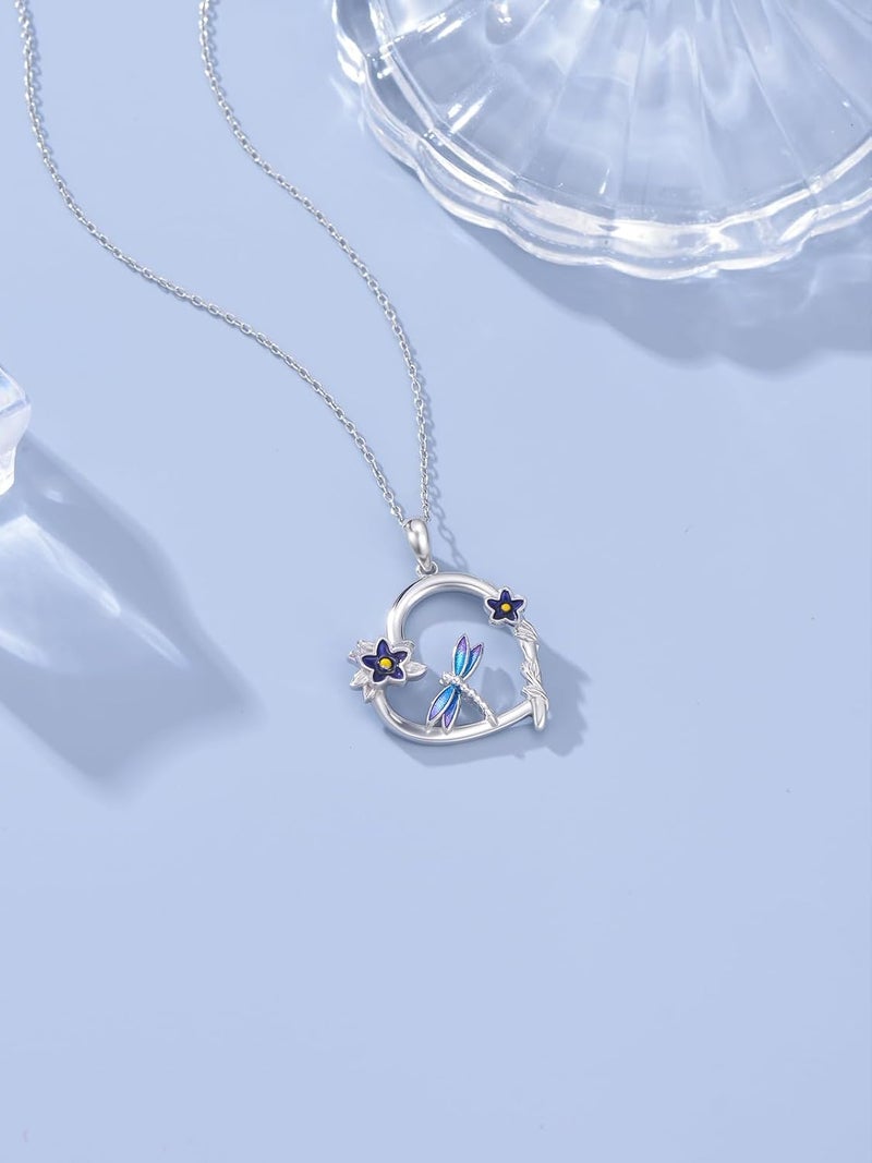 Cargari Store Dragonfly/Butterfly/Elephant/Hummingbird/Axolotl/Horse/Panda/Bee necklace for Women 925 Sterling Silver Heart Pendant Necklace Animal Jewelry Gifts for Women - Image 3